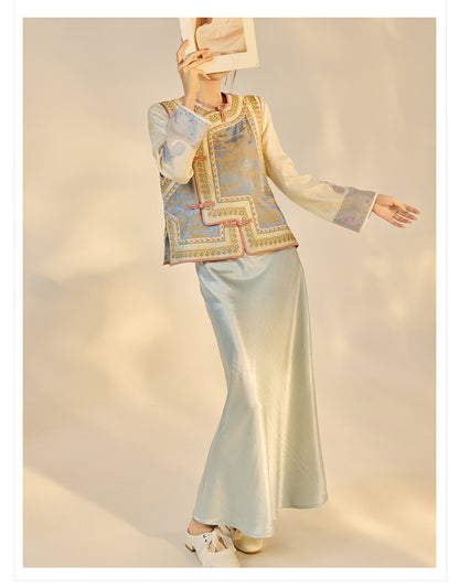 2025 New Chinese Style Elegant Jacquard Shirt | High-End Embroidered Button Top