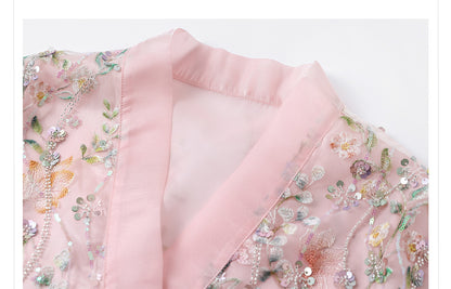 New Chinese Style Beaded Sequin Embroidered Light Luxury Elegant Top