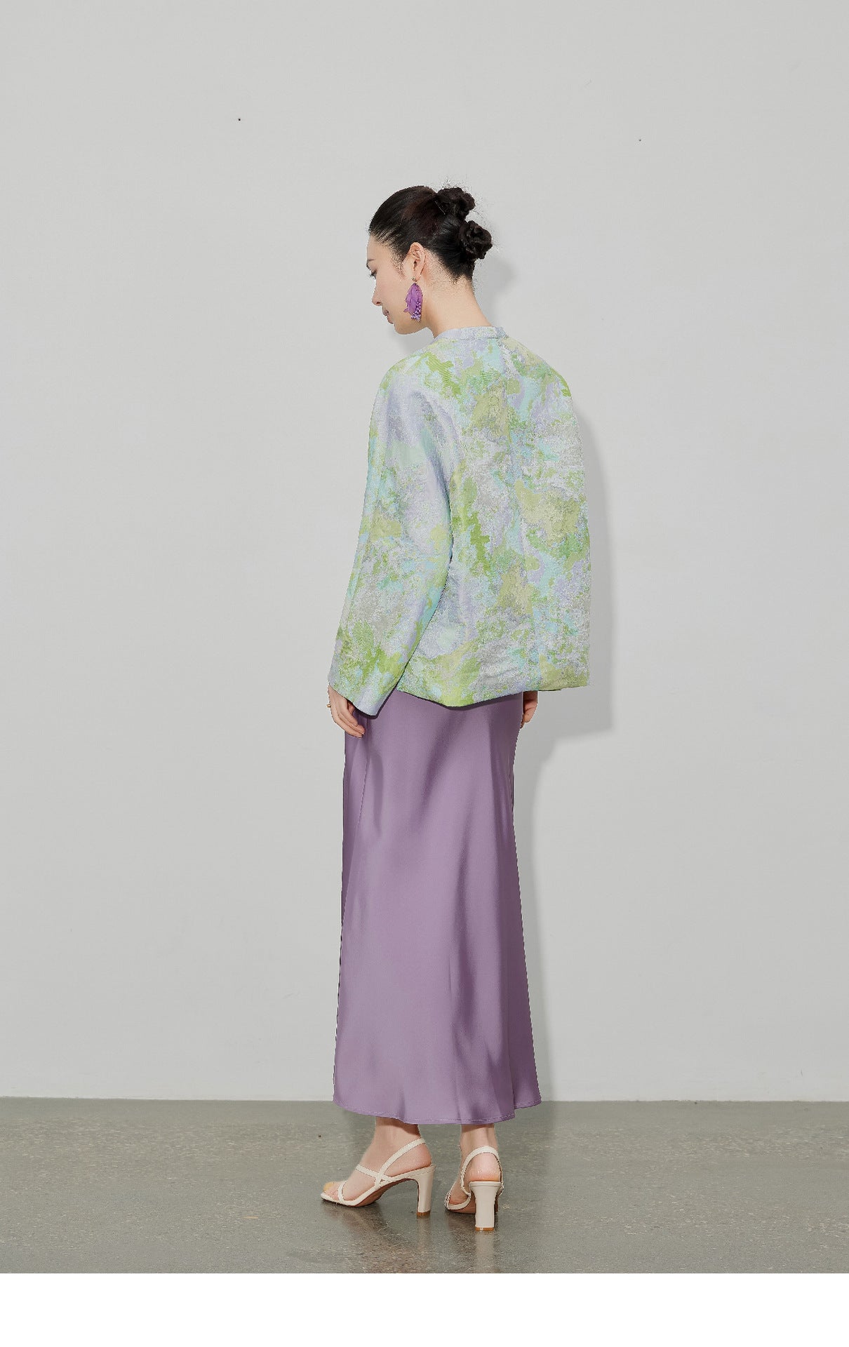 Purple Gradient Jacquard Shirt Jacket for Women