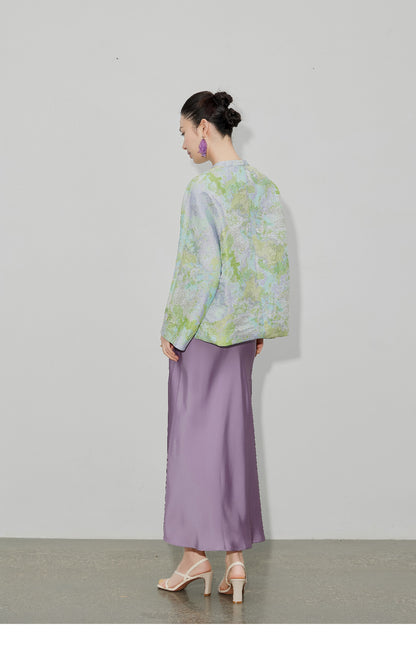 Purple Gradient Jacquard Shirt Jacket for Women