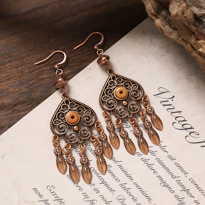 Vintage Boho Tassel Earrings — Niche Chinese Ethnic Long Drop Earrings