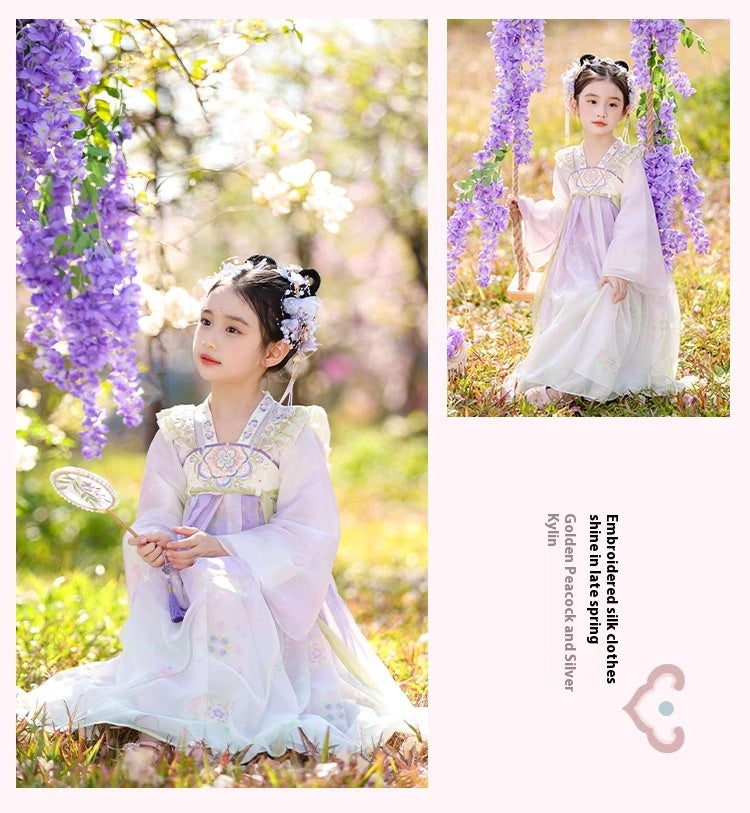 Girls Spring Hanfu — Purple Fairy Ruqun Dress for Children Cosplay