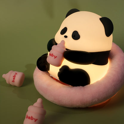 Panda Baby Bottle Night Light Silicone Rechargeable Bedside Lamp