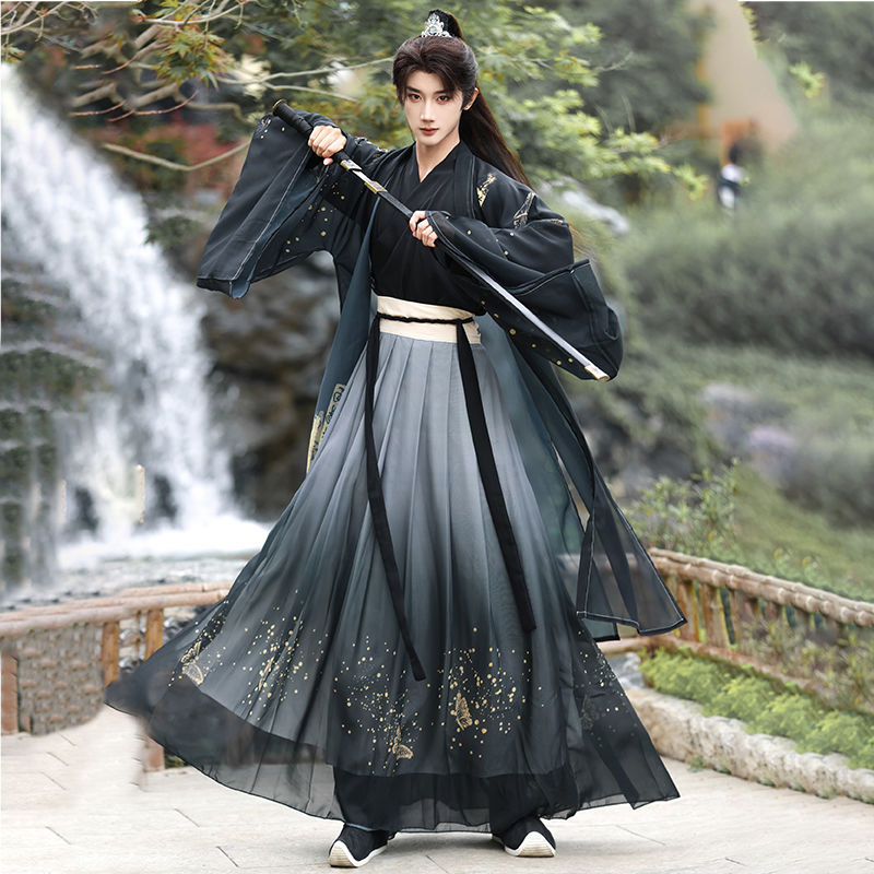 Unisex Jin Dynasty Hanfu Cross Collar Top Daily Wear Ancient Style
