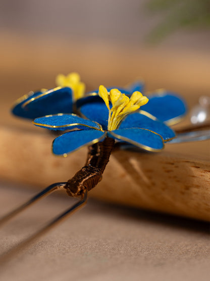 High End Blue Velvet Hairpin Hanfu Hair Accessory Hairpin for Women