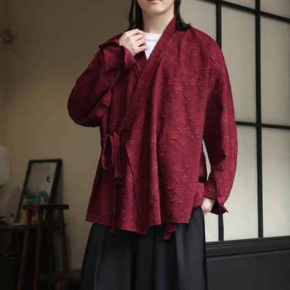Mens Chinese Style Cardigan Hanfu Button Up Cotton Linen Jacket