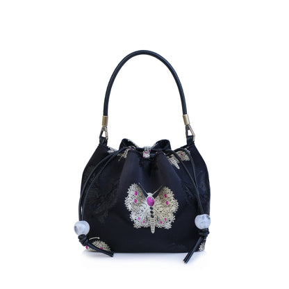 Creative Song Brocade Bucket Bag — New Chinese Style Hanfu Handbag for Women