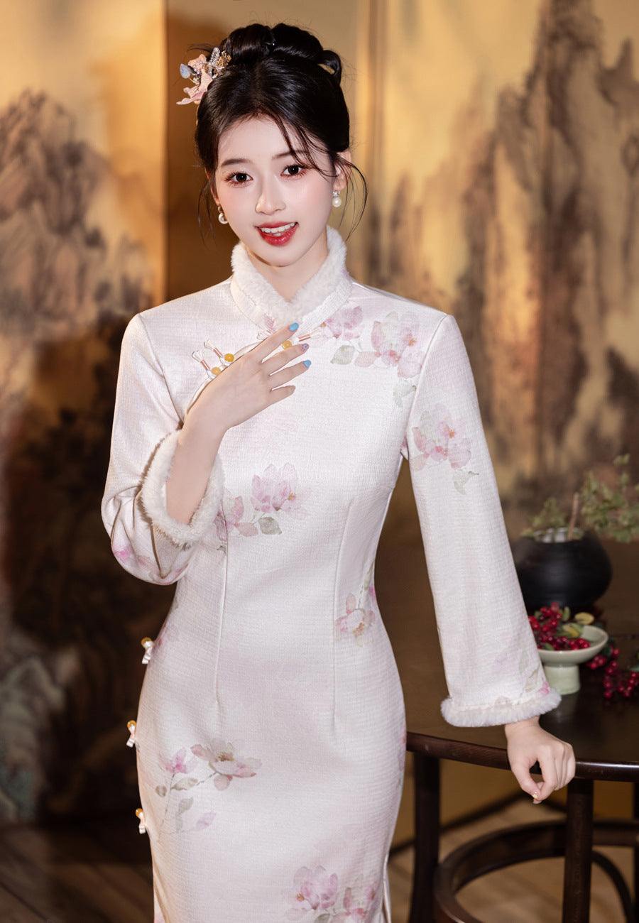 High-End Chinese Qipao – Gorgeous Winter Dress for Women