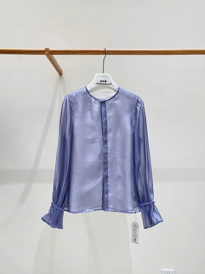 High-End Flared Sleeve Round Neck Women's Shirt