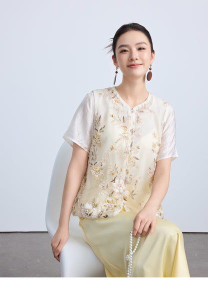 High-End Thin Organza National Style Tank Top