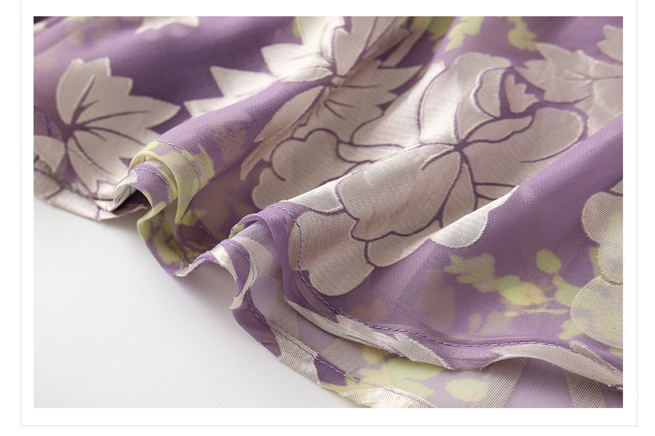 New Chinese Embroidered Feather Sleeve Patchwork Top & Skirt Set