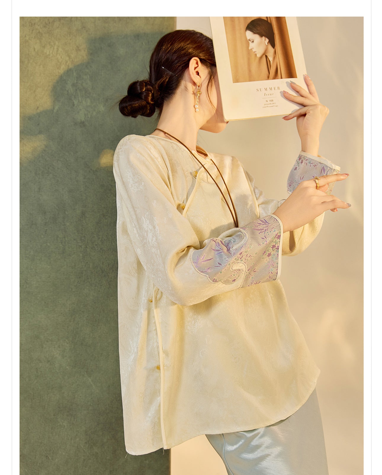 2025 New Chinese Style Elegant Jacquard Shirt | High-End Embroidered Button Top