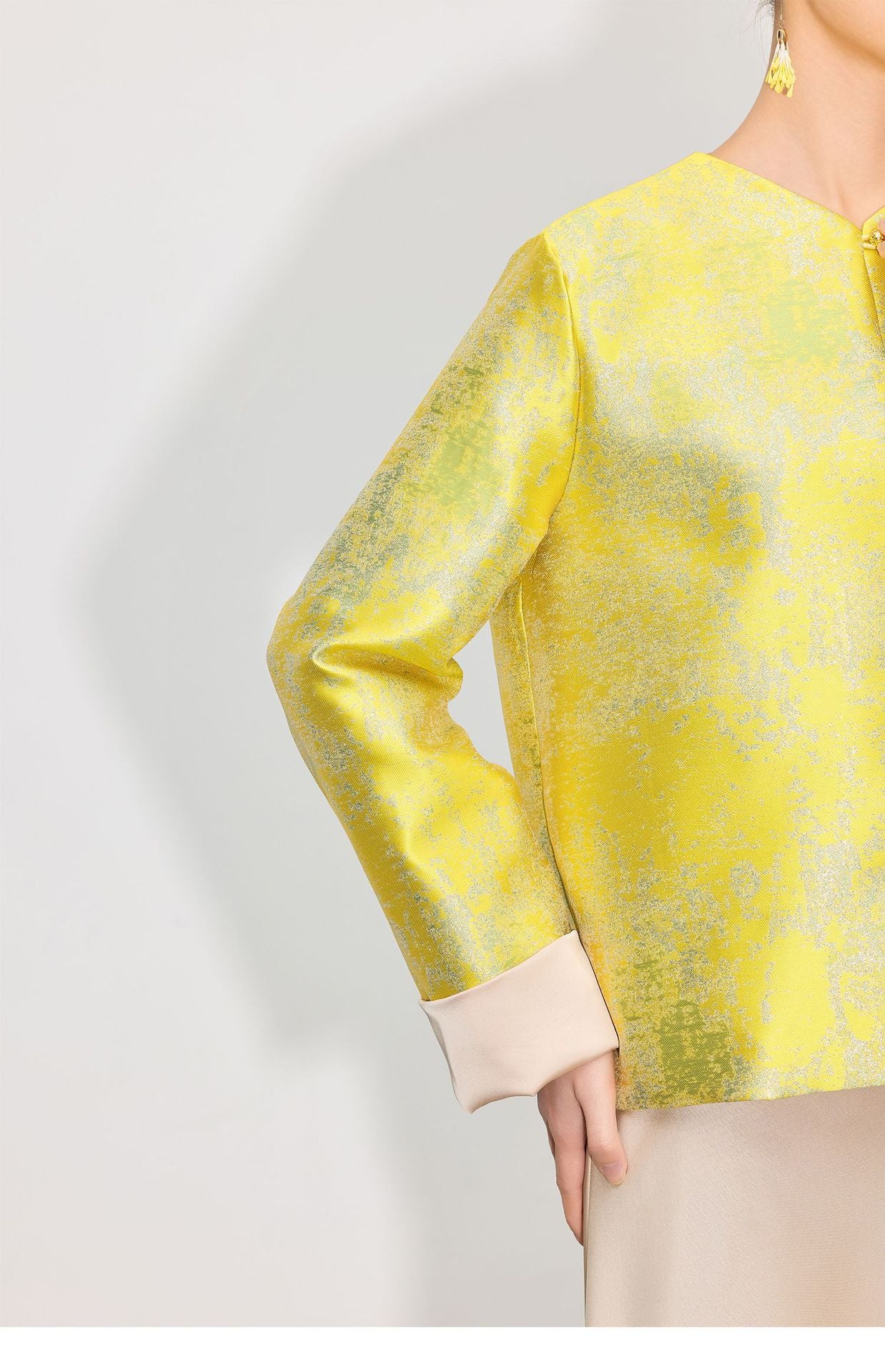 High-End Stylish Jacquard Tang Suit Inspired Top