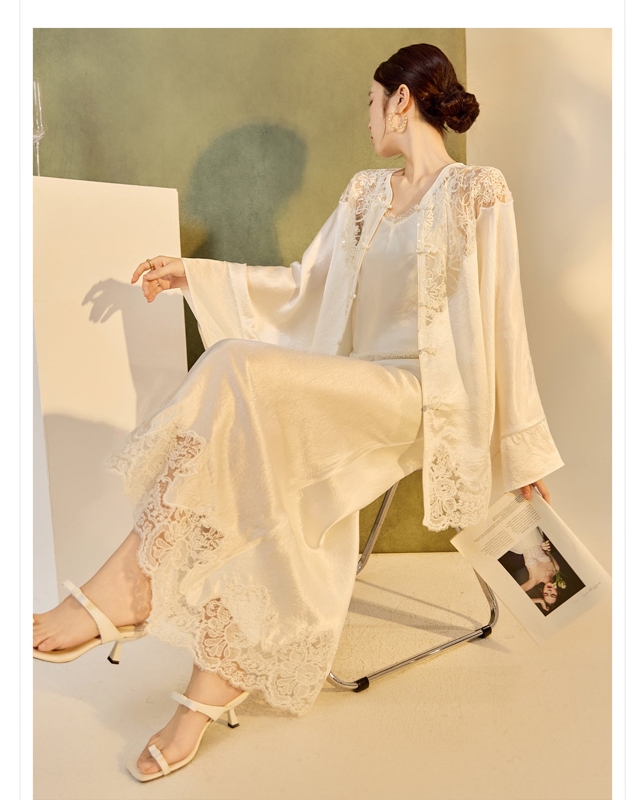 New Chinese Style Embroidered Jacket Skirt Set | Heavy Bead Lace Patchwork