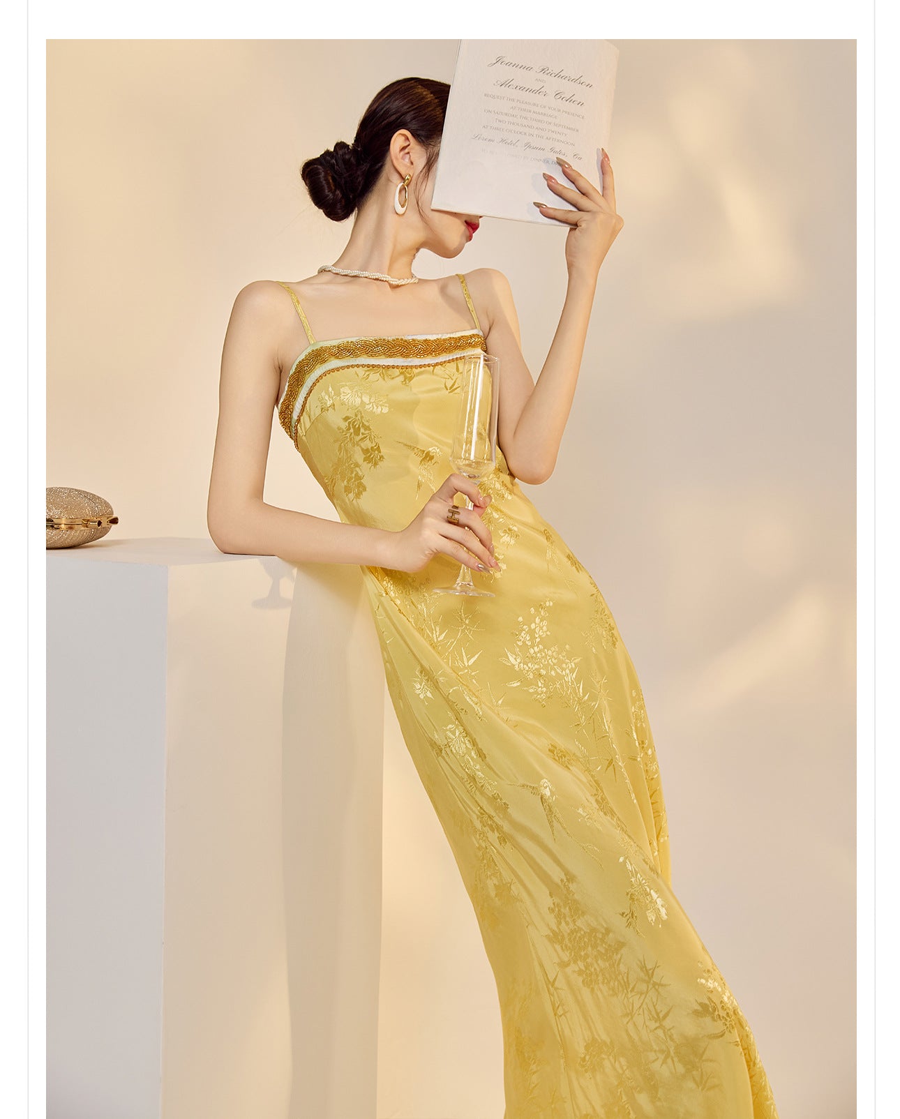 Elegant New Chinese Embroidered Jacquard Cardigan & Strap Dress Set