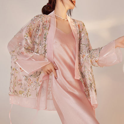 New Chinese Style Beaded Sequin Embroidered Light Luxury Elegant Top