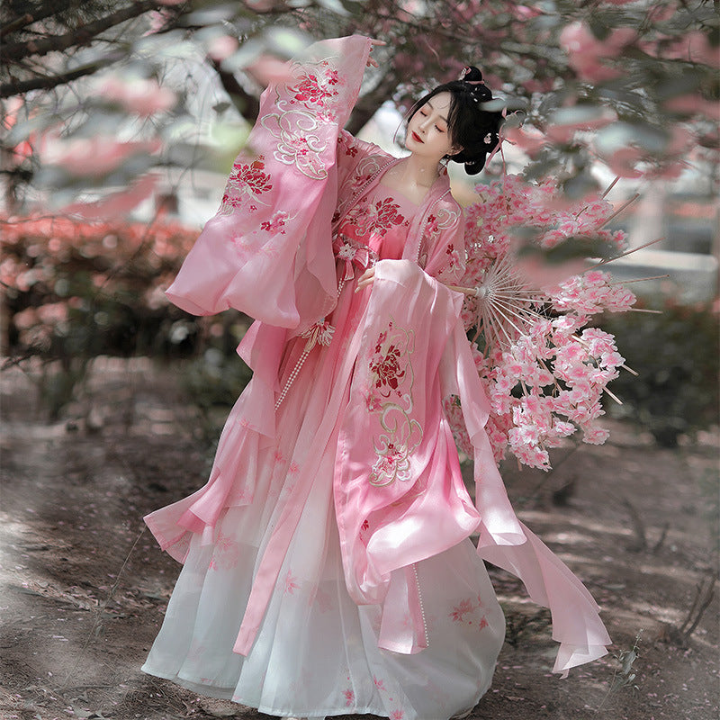 Oriental Ancient Hanfu Costume — Heavy Embroidery Summer Outfit