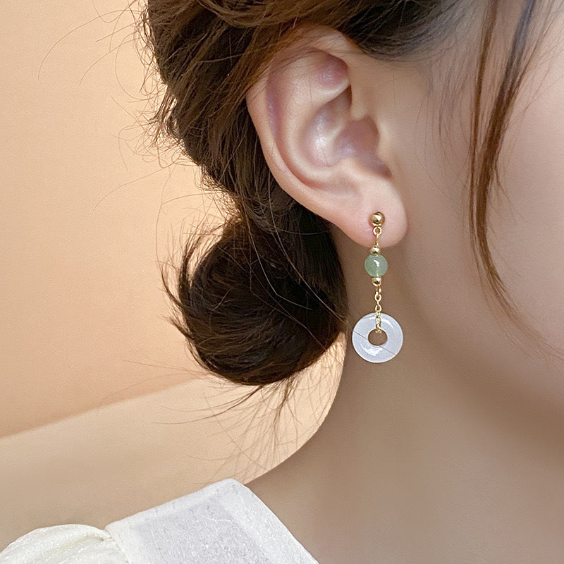 Ancient Style Jade Tassel Earrings — High-End Chinese Style Earrings for Women
