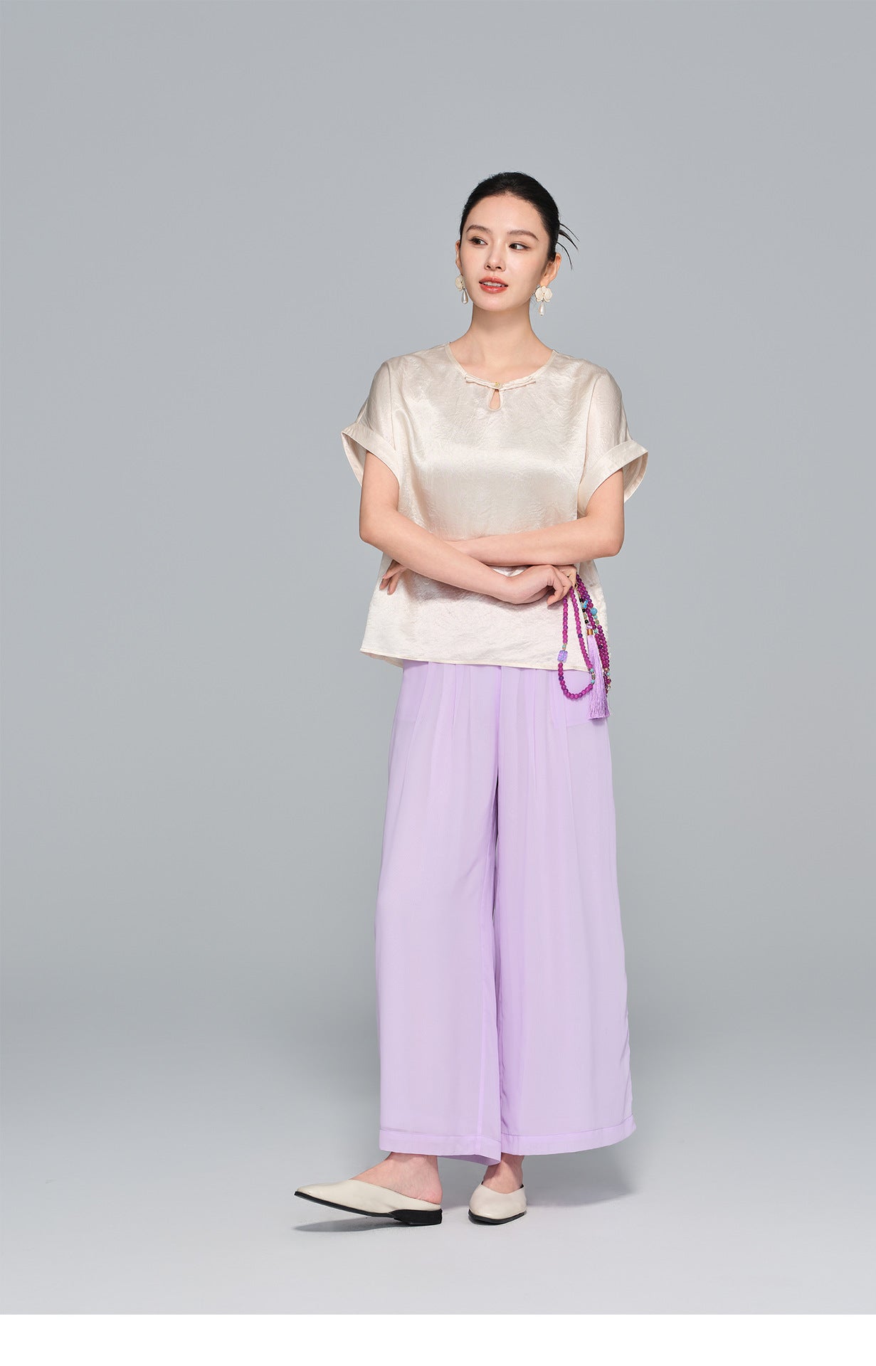 Elegant Slimming Wide-Leg Pants, Draped Design