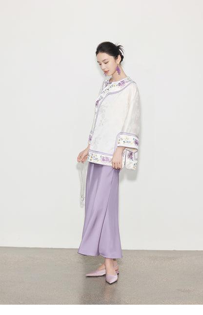 Chinese Style Jacquard Embroidery Coat for Women
