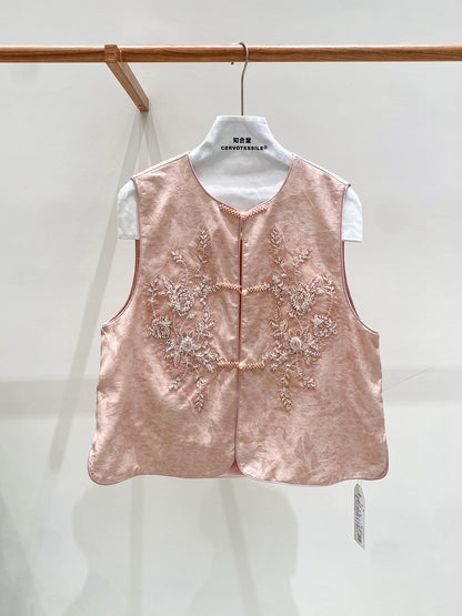 Sophisticated Sleeveless Retro Silk Vest