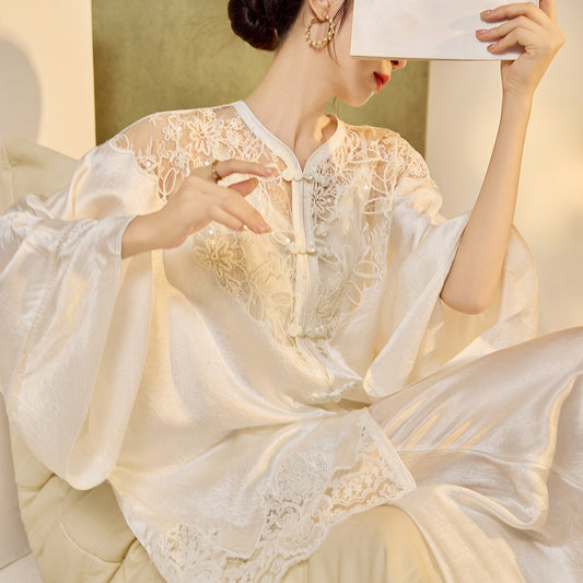 New Chinese Style Embroidered Jacket Skirt Set | Heavy Bead Lace Patchwork