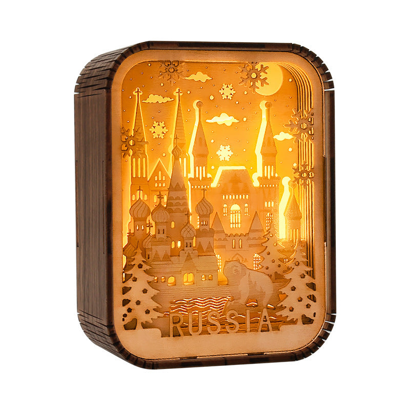 3D London City Wood Carving Lamp Night Light Mid-Autumn Gift