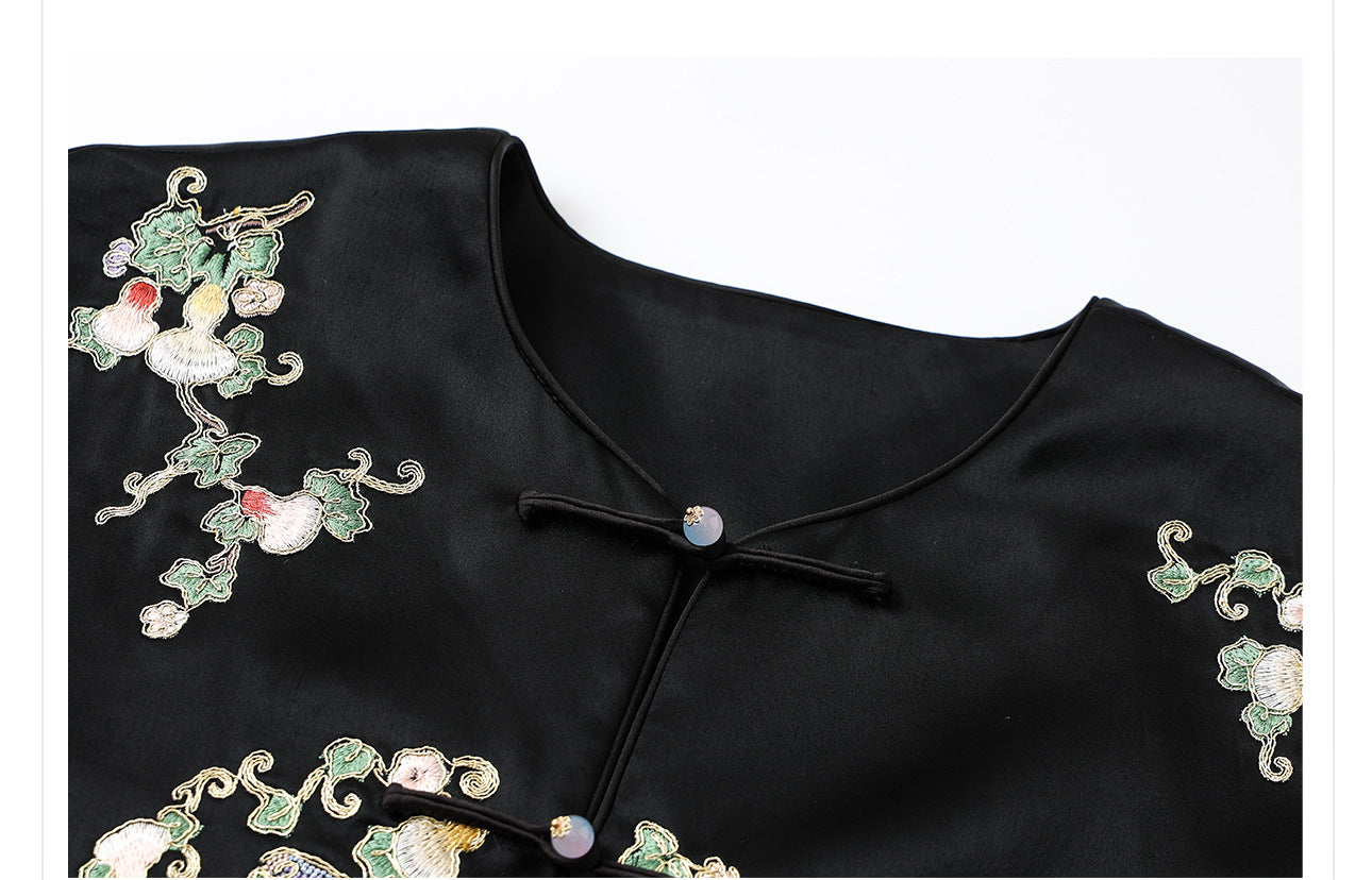 2026 Autumn New Chinese Style Printed Embroidered Acetate Coat for Women