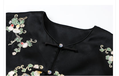 2026 Autumn New Chinese Style Printed Embroidered Acetate Coat for Women