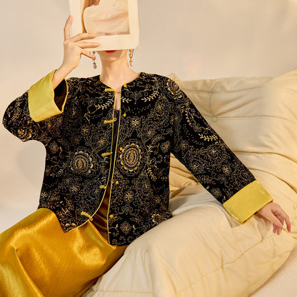 Retro Sequin Embroidered Zen Chinese Style Autumn Jacket