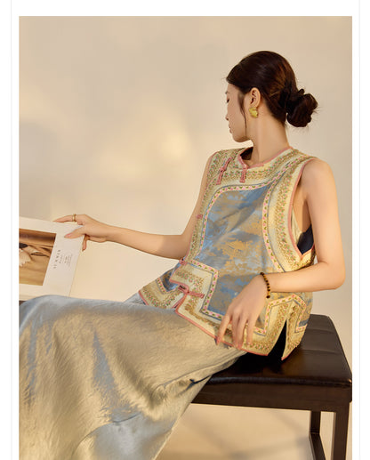 New Chinese Style Heavy Embroidery Rayon Vest for Women