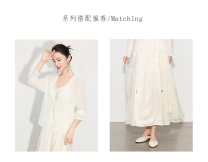 Chic Long Patchwork Mesh Skirt with Design Details