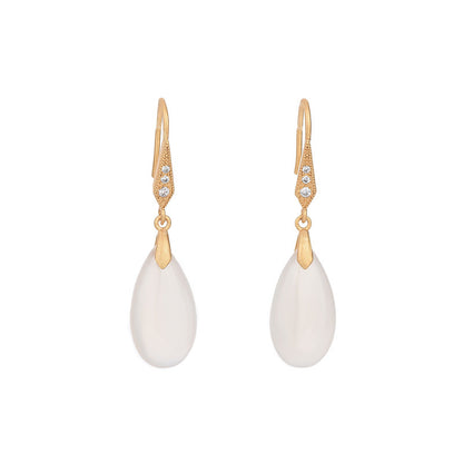 Classical Chinese Earrings | Elegant Agate Chalcedony Silver Jewelry for Women