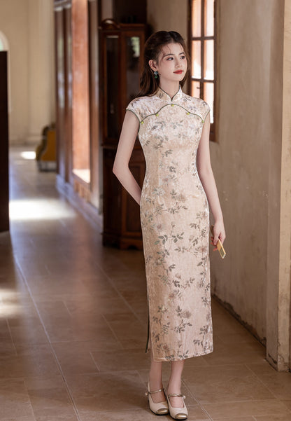 New Chinese Style Cheongsam – Blue Elegant Daily Dress