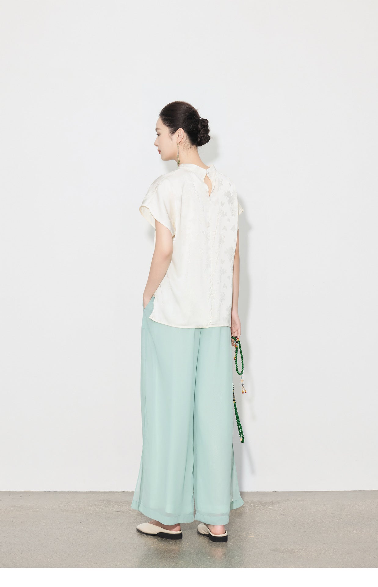 High-Waist Wide-Leg Draped Pants for Women