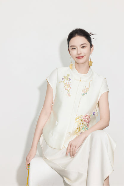 Elegant Chinese Style Design Sense Vest Top