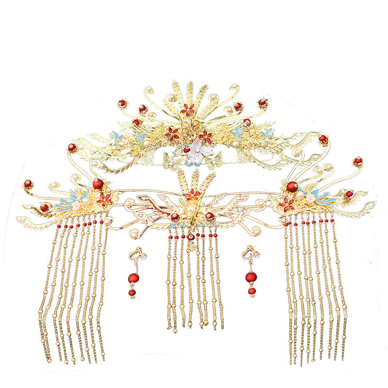 Xiuhe Clothing Phoenix Crown Xiapai Bride Dragon Phoenix Gown Headwear