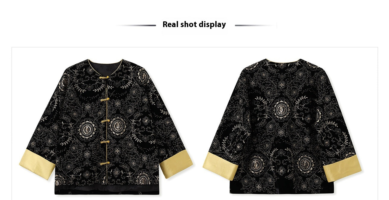 Retro Sequin Embroidered Zen Chinese Style Autumn Jacket