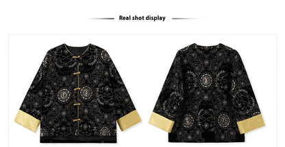 Retro Sequin Embroidered Zen Chinese Style Autumn Jacket