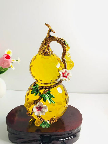 Five Blessings Amethyst Gourd Ornament — Wealth & Luck Home Gift