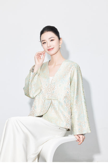Stylish Autumn Jacquard Collar Blouse for Women