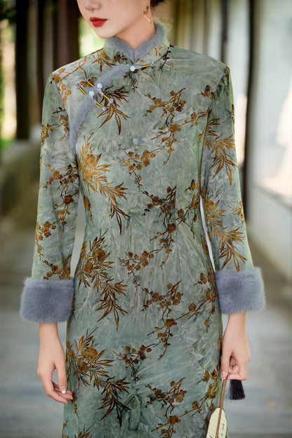 Old Shanghai Style Qipao – Elegant Autumn Winter Daily Wear