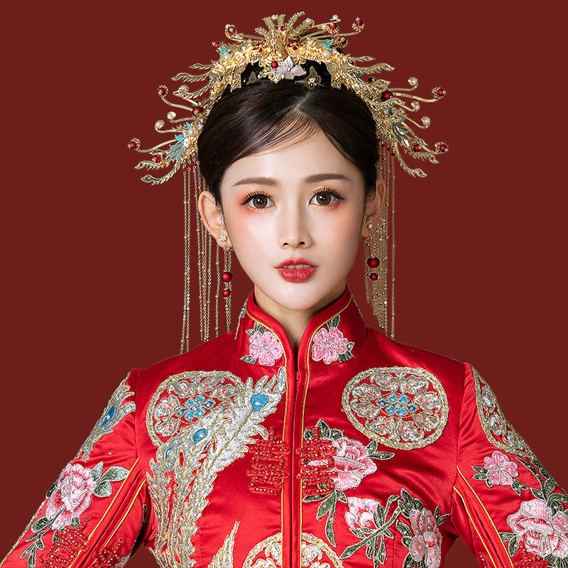Xiuhe Clothing Phoenix Crown Xiapai Bride Dragon Phoenix Gown Headwear