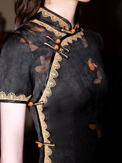 Black Dream Cheongsam – Youth High-End Slim Fit Dress