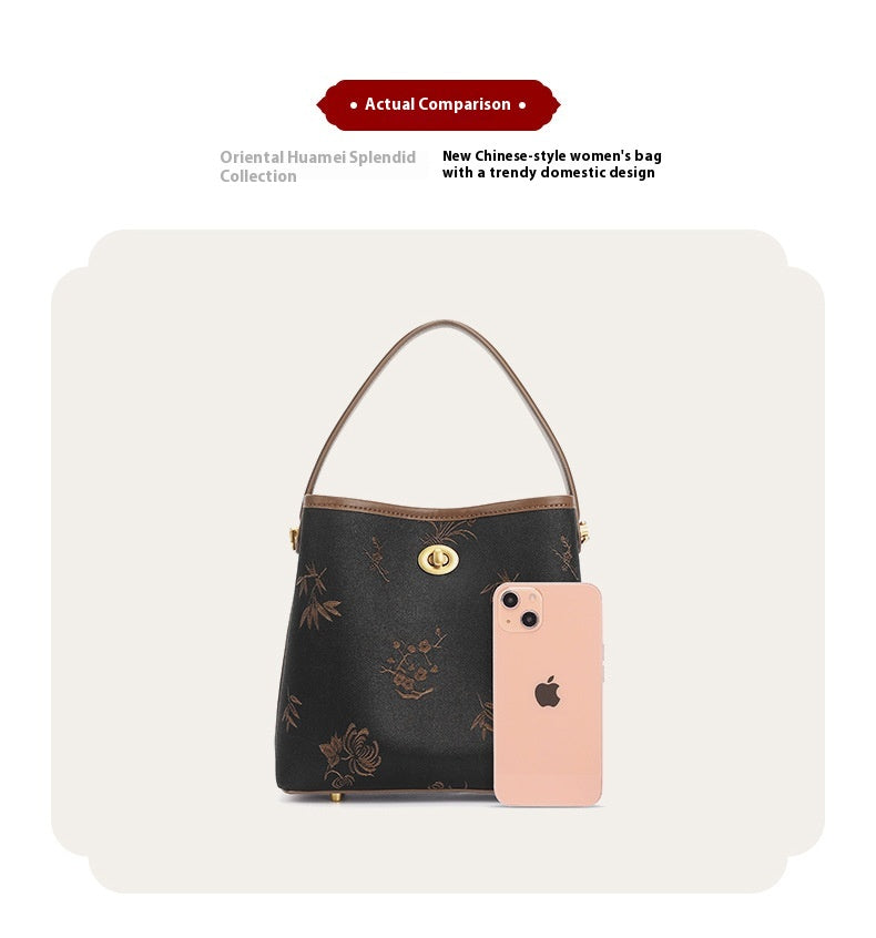 Vintage Xiangyun Silk Handbag — Real Mulberry Silk Bucket Bag for Women