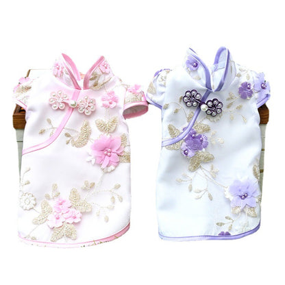 New Chinese Style Pet Cheongsam for Cats and Dogs Spring Summer