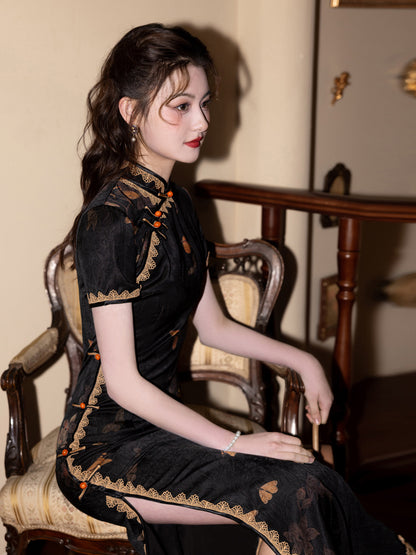 Black Dream Cheongsam – Youth High-End Slim Fit Dress