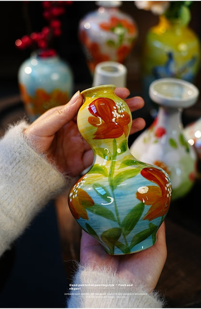 Jingdezhen Handmade Ceramic Vase — Oil Painting Style Small Home Decor