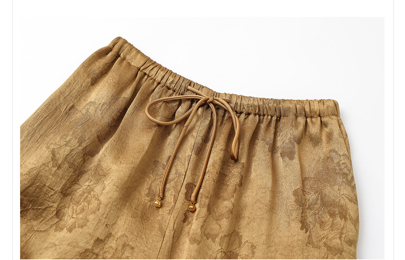 2026 New Chinese Style Elegant Acetate Wide-Leg Pants for Women