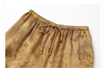 2026 New Chinese Style Elegant Acetate Wide-Leg Pants for Women